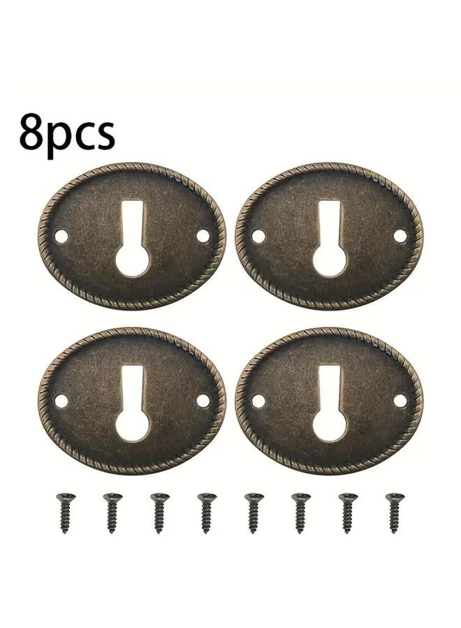 8pcs Vintage Oval Drawer Keyhole Covers Antique Iron Eyelet Plugs Cabinet Hardware - Image 1